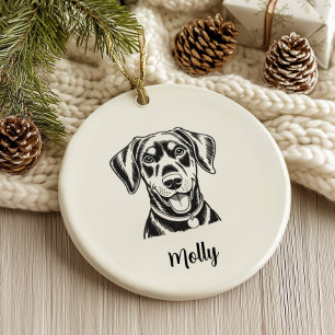 Décoration En Céramique Noël Dobermann Chien Personnalisé
