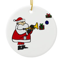 Noël drôle Père Noël jouant la trompette