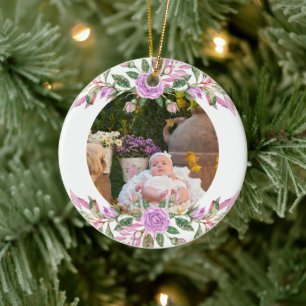 Décoration En Céramique Noël du bébé avec cadre de fleurs