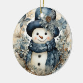 Décoration En Céramique Noël du Casquette bleu Snowman (Gauche)