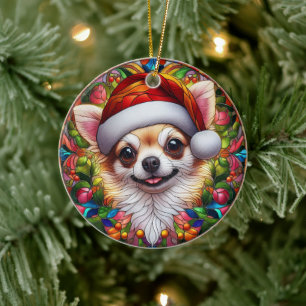 Décoration En Céramique Noël du chien du Chihuahua