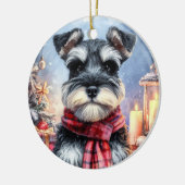 Décoration En Céramique Noël du chien Schnauzer Miniature mignonne (Gauche)