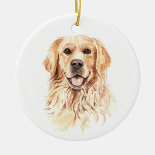 Décoration En Céramique Noël du Golden Retriever Dog d'Aquarelle