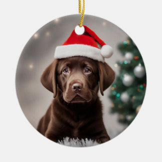 Décoration En Céramique Noël du Labrador au chocolat