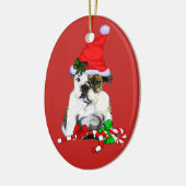 Décoration En Céramique Noël du mignon Père Noël English Bulldog (Gauche)