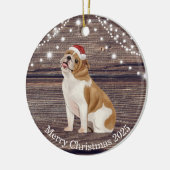 Décoration En Céramique Noël du mignon Santa Hat English Bulldog (Gauche)