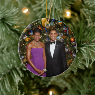 Décoration En Céramique Noël du président Barack Obama et de Michelle