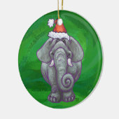 Décoration En Céramique Noël Eléphant Sur Vert (Gauche)