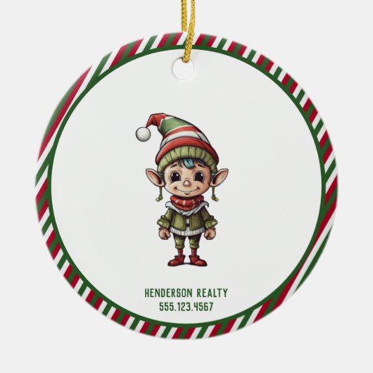 Décoration En Céramique Noël Elf Custom Joyeux Fêtes (Devant)