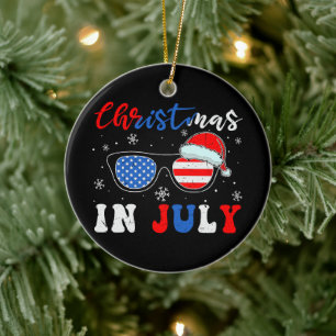 Décoration En Céramique "Noël en juillet" - Lunettes de soleil patriotique