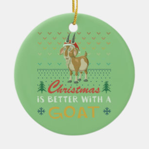 Décoration En Céramique Noël Est Meilleur Avec Une Chèvre Vilaine Chèvre V