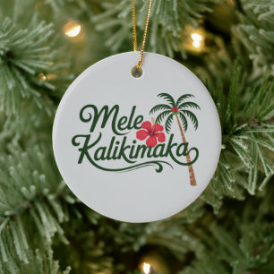 Décoration En Céramique Noël Famille Mele Kalikimaka Plage d'Hawaï