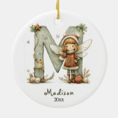 Décoration En Céramique Noël Fée Cosy Initiale Fête Personnalisée (Dos)