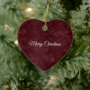 Décoration En Céramique Noël floral bordeaux rouge profond