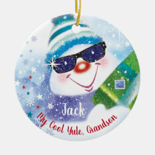 Décoration En Céramique Noël frais, petit-fils, bonhomme de neige aux