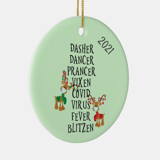 Décoration En Céramique Noël Funny Reindeer Names Covid 2021 (Droite)