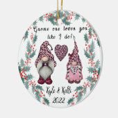 Décoration En Céramique Noël Gnome Couple Personnalisé (Gauche)