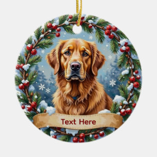 Décoration En Céramique Noël Golden Retriever