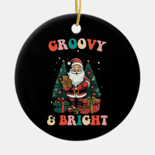Décoration En Céramique Noël Groovy Et Lumineux Santa Fêtes Rétro