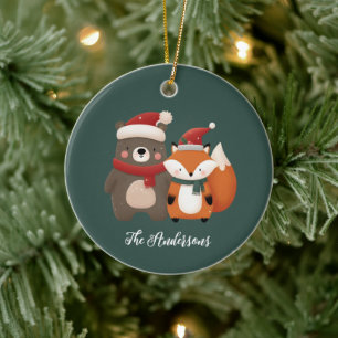 Décoration En Céramique Noël/hiver Mignonne Ours et renard