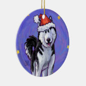 Décoration En Céramique Noël Husky (Droite)
