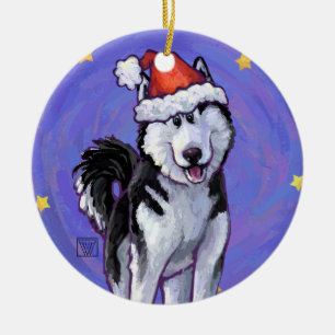 Décoration En Céramique Noël Husky