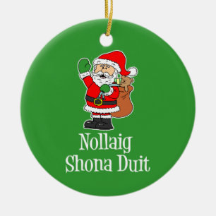 Décoration En Céramique Noël irlandais Père Noël de Nollaig Shona Duit