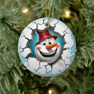Décoration En Céramique Noël Jolly Snowman 3D