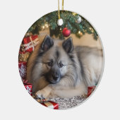 Décoration En Céramique Noël Keeshond (Gauche)