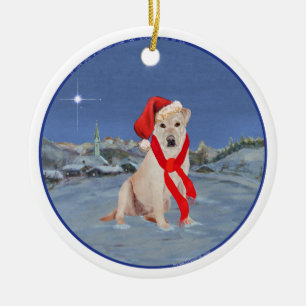 Décoration En Céramique Noël Labrador Retriever jaune