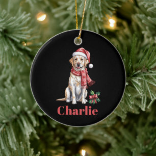 Décoration En Céramique Noël Labrador Retriever Nom Personnalisé