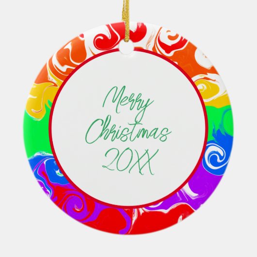 Décoration En Céramique Noël LGBTQIA+ arc-en-ciel (Dos)