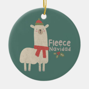 Décoration En Céramique Noël Llama Pun : Fleece Navidad