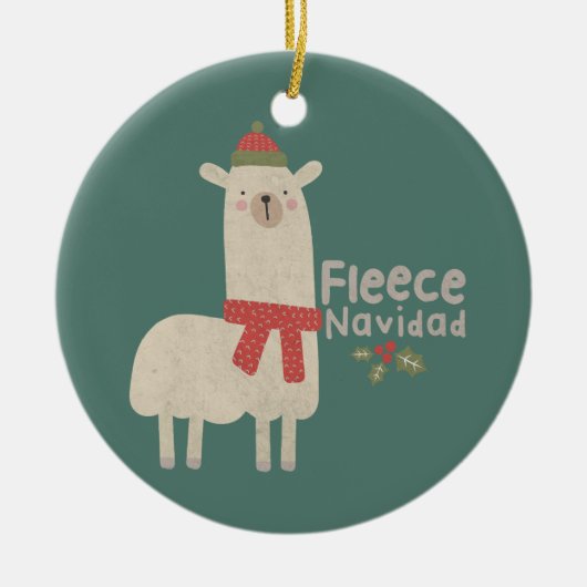 Décoration En Céramique Noël Llama Pun : Fleece Navidad (Devant)