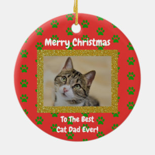 Décoration En Céramique Noël Meilleur père de chat Jamais une photo d'an