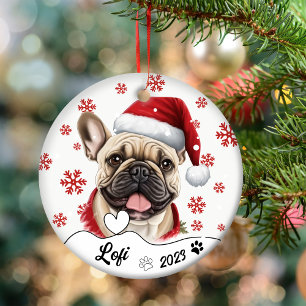 Décoration En Céramique Noel mignon Français Bulldog Personnalisé