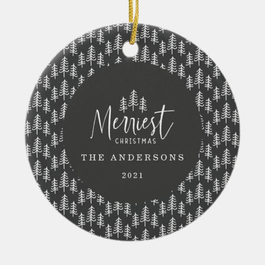 Décoration En Céramique Noël moderne noir blanc japandi (Devant)