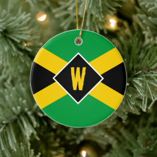 Décoration En Céramique Noël Monogramme Drapeau Jamaïcain