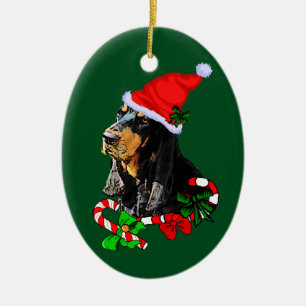 Décoration En Céramique Noël noir et bronzage de Coonhound