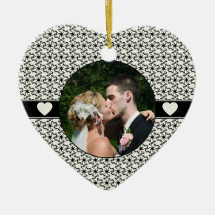 Décoration En Céramique Noël noir et crème de souvenir de mariage