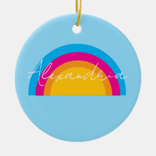Décoration En Céramique Noël Nom Arc-en-Ciel Personnalisé