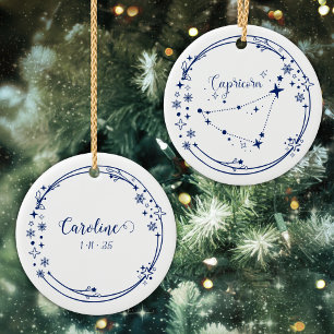 Décoration En Céramique Noël Nom personnalisé Capricorne Zodiac Signal ble