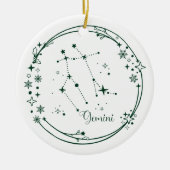 Décoration En Céramique Noël Nom personnalisé Gemini Zodiac vert (Devant)