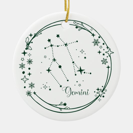 Décoration En Céramique Noël Nom personnalisé Gemini Zodiac vert (Devant)