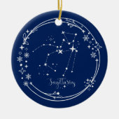 Décoration En Céramique Noël Nom personnalisé Sagittarius Blue Silver Star (Devant)
