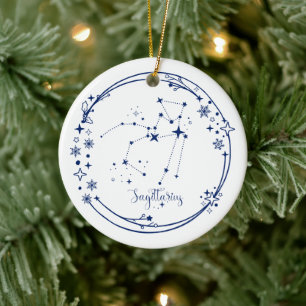 Décoration En Céramique Noël Nom personnalisé Sagittarius Zodiac Signal bl
