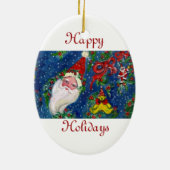 DÉCORATION EN CÉRAMIQUE NOËL O LETTRE / SANTA CLAUS AVEC RIBBON ROUGE (Dos)