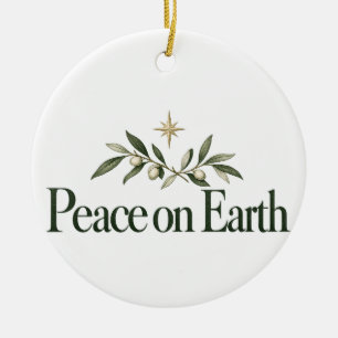 Décoration En Céramique Noël Paix sur Terre Branche d'Olivier et Étoile Ce