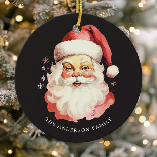 Décoration En Céramique Noël Père Noël à l'aquarelle vintage noir