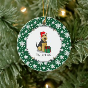 Décoration En Céramique Noël Père Noël Casquette Welsh Terrier Chien migno